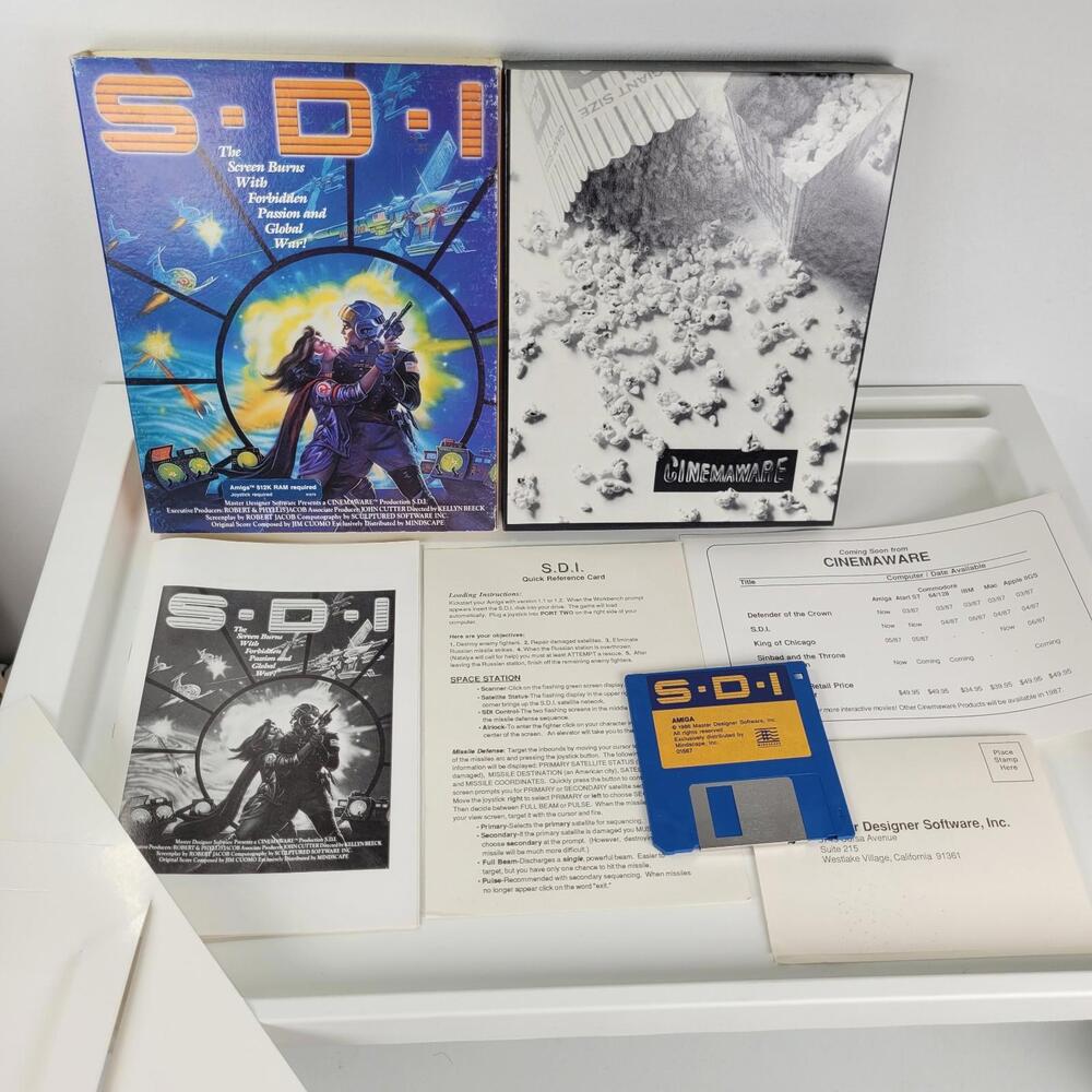 S.D.I. (1986, Cinemaware) Commodore Amiga Video Game CIB Big Box